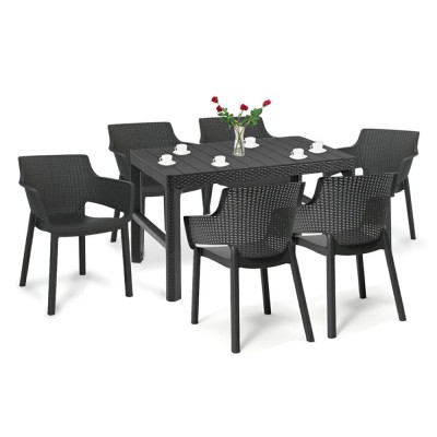 Set mobilier de grădină Evyon 6+1, grafit foto