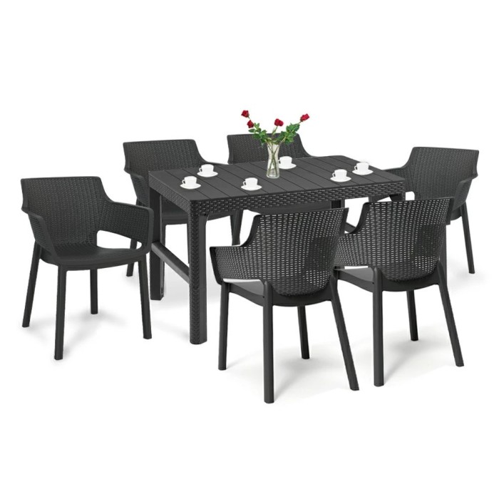 Set mobilier de grădină Evyon 6+1, grafit