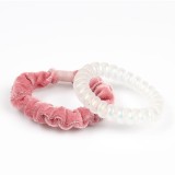 Accesorii de par duo catifea roz si spirala translucida