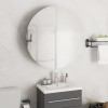 Gossi dulap de baie cu oglinda rotunda si led, alb, 54x54x17,5 cm