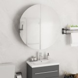 vidaXL Dulap Baie cu Oglindă Rotundă LED Alb 54x54x17.5 cm, Montaj pe Perete, Rafturi, Mobilier Baie Modern