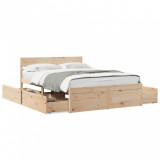 Cadru de pat cu sertare, 120x200 cm, lemn masiv de pin GartenMobel Dekor, vidaXL