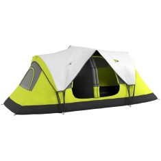 Cort camping, 6-8 persoane, impermeabil, cu ferestre, geanta, verde, alb, gri, 450x215x180 cm
