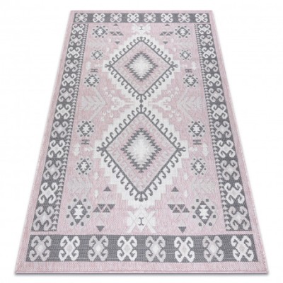 Covor SISAL SION aztec 3007 țesute plate roz / ecru, 180x270 cm foto