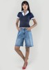 Blugi scurti albastri wide leg P617-5 M7, Albastru, Nina Carter