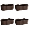 Set 4 jardiniere decorative cu suport de plastic, maro, 4.9 L, 38.3x21.2x13 cm, Boardee Hook GartenVIP DiyLine, Prosperplast