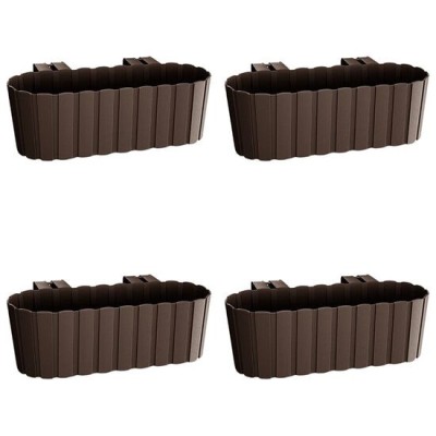 Set 4 jardiniere decorative cu suport de plastic, maro, 4.9 L, 38.3x21.2x13 cm, Boardee Hook GartenVIP DiyLine foto