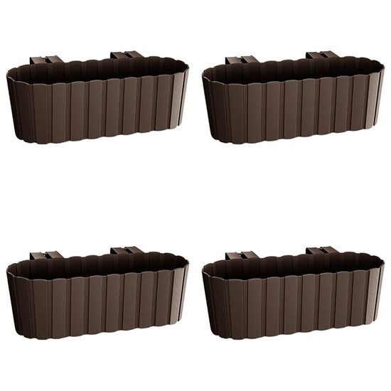 Set 4 jardiniere decorative cu suport de plastic, maro, 4.9 L, 38.3x21.2x13 cm, Boardee Hook GartenVIP DiyLine