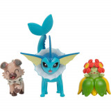 Set 3 Mini Figurine Articulate Pokemon - Rockruff, Bellossom, Vaporeon