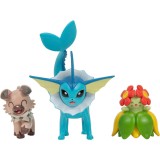 Set 3 Mini Figurine Articulate Pokemon - Rockruff, Bellossom, Vaporeon