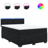 Cumpara ieftin Pat box spring cu saltea, negru, 160x200 cm, catifea