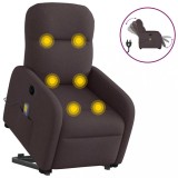 vidaXL Fotoliu electric masaj rabatabil cu ridicare maro &icirc;nchis textil