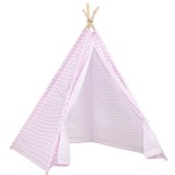 Cort copii Sersimo stil indian Teepee Tent cu fereastra, alb roz zig zag Household NewTrend