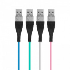 Delight - Cablu de date – Micro USB, înveliş siliconic, 4 culori, 1 m