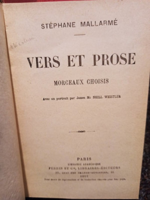 Stephane Mallarme - Vers et prose (1912) foto