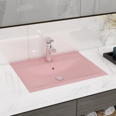 Chiuveta baie lux orificiu robinet roz mat 60x46 cm ceramica GartenMobel Dekor foto