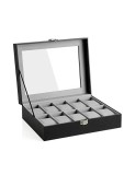 Cumpara ieftin Cutie pentru ceasuri, Songmics, capacitate 20.2 x 25.5 x 7.8 cm, JWB010BK, Gri