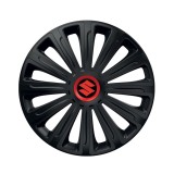Set 4 capace roti Negre Cu Inel Rosu Trend R16 Compatibil Cu Suzuki