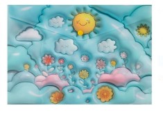 Mapa plastic A4 cu capsa verde menta, model soare cu nori