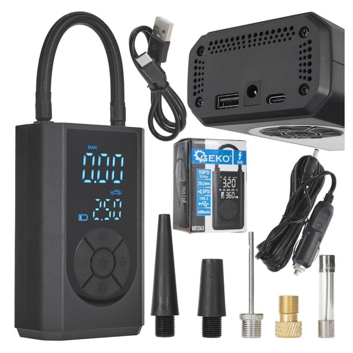 Mini compesor auto portabil 4000mAh 84W, Geko G01263