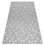 Covor sisal Flat 48779/637 Flori gri crem , 160x230 cm, Dreptunghi