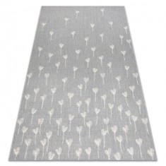 Covor sisal Flat 48779/637 Flori gri crem , 80x150 cm