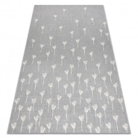 Covor sisal Flat 48779/637 Flori gri crem , 160x230 cm