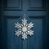 Decoratiune de Craciun - fulg de zapada - argintiu sclipitor - de agatat - 31 cm