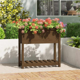 Cumpara ieftin Jardinieră cu raft, maro miere, 82,5x34,5x81 cm, lemn masiv pin