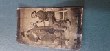 Fotografie veche FERROTIP ( developare direct pe placa de fier ) , anii circa 1880 ( 10 x 5 cm )