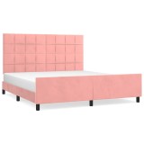 Cumpara ieftin Cadru de pat cu tablie, roz, 180x200 cm, catifea