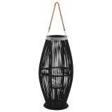 vidaXL Suport de lum&acirc;nări suspendat tip felinar, negru, 60 cm, bambus 246813