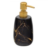 Dozator Săpun Lichid, Model Dungi Aurii, Ceramică, Negru, Capacitate 425ml, Oem