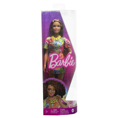 PAPUSA BARBIE FASHIONISTA SATENA CU ROCHIE CU IMPRIMEU GOOD VIBES foto