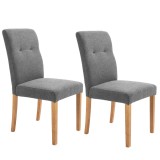 HOMCOM Set 2 S cu Design Modern și Ergonomic, Tapițate cu Țesătură, Spătar și Picioare din Lemn, 50x62x96 cm, Gri &Icirc;nchis | Aosom Romania