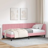 vidaXL Cadru de pat colțar cu headboard Roz 90 x 200 cm Catifea