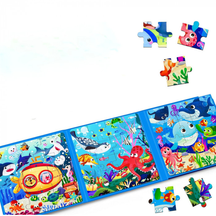 Puzzle magnetic tip carte, pentru copii, 48 piese, KinderWelt Magnetrio Ocean