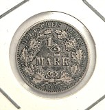 Germania 1/2 mark 1906 G km # 17 moneda argint AG .900 William II