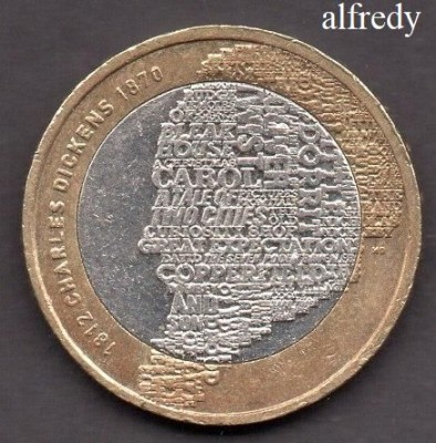 Anglia, Marea Britanie, 2012 2 Pounds, Comemorativa, Charles Dickens foto