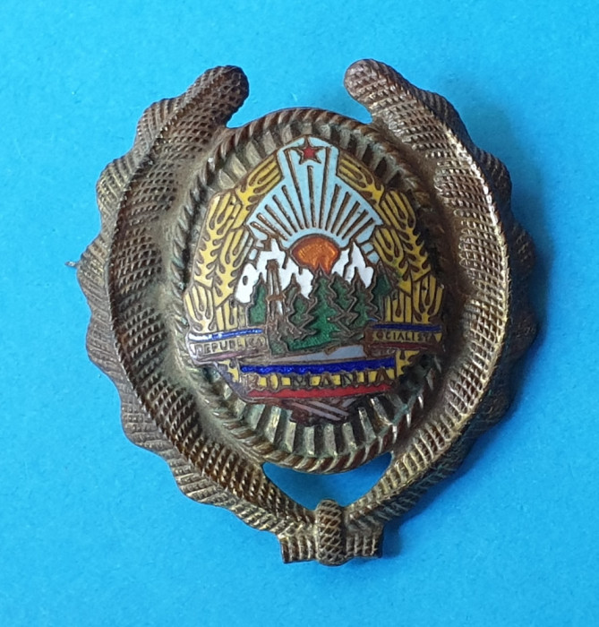 Insignă militară Rom&acirc;nia Coifură -Subofiter MApN insemn cuc casheta emblemă 1970