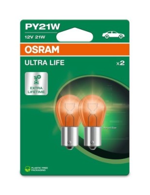 Set 2 becuri auto PY21W, 12V, 21W, OSRAM Ultra Life foto