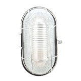 Aplica etansa Hoff, 1 x E27 (max 100W), ovala, 192 mm, IP54, interior / exterior, grilaj din metal