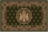 Cumpara ieftin Covor Model Bisericesc Lotos 15077-310, Imprimeu cu Vultur Bicefal, Marime 100 x 200 cm, Verde, Inaltime Fir 8 mm, Antialergic, Polipropilena, Manasti