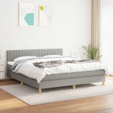 Gossi pat continental cu saltea, gri deschis, 160x200 cm, textil