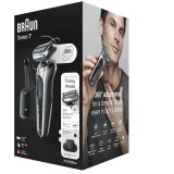 Aparat de ras electric Braun Series 7 70-S7200cc, Wet&amp;amp;Dry, 360 Flex, AutoSense Technology, Statie de incarcare si curatare Smart Care, Trusă de vo