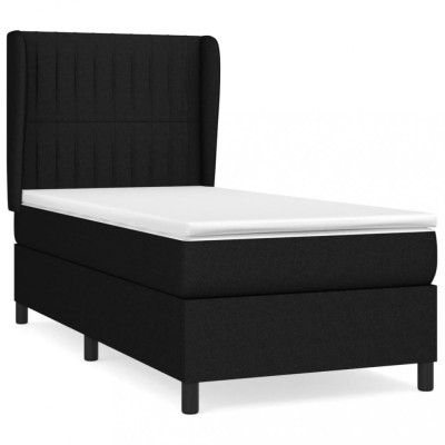 Pat box spring cu saltea, negru, 80x200 cm, textil foto