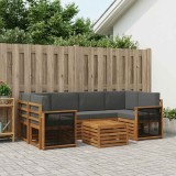 vidaXL Set de canapele de exterior cu pernă 7 pcs Natural și Antracit 3384083
