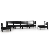 Set mobilier de gradina, 6 piese, negru, lemn masiv de pin