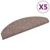 Cumpara ieftin Covorase pentru scari autoadezive, 5 buc., 65x21x4 cm, maro deschis, semirotunde, mari