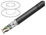 Cablu ecranat 2x2x22AWG Al-PET PVC negru 300V 305m